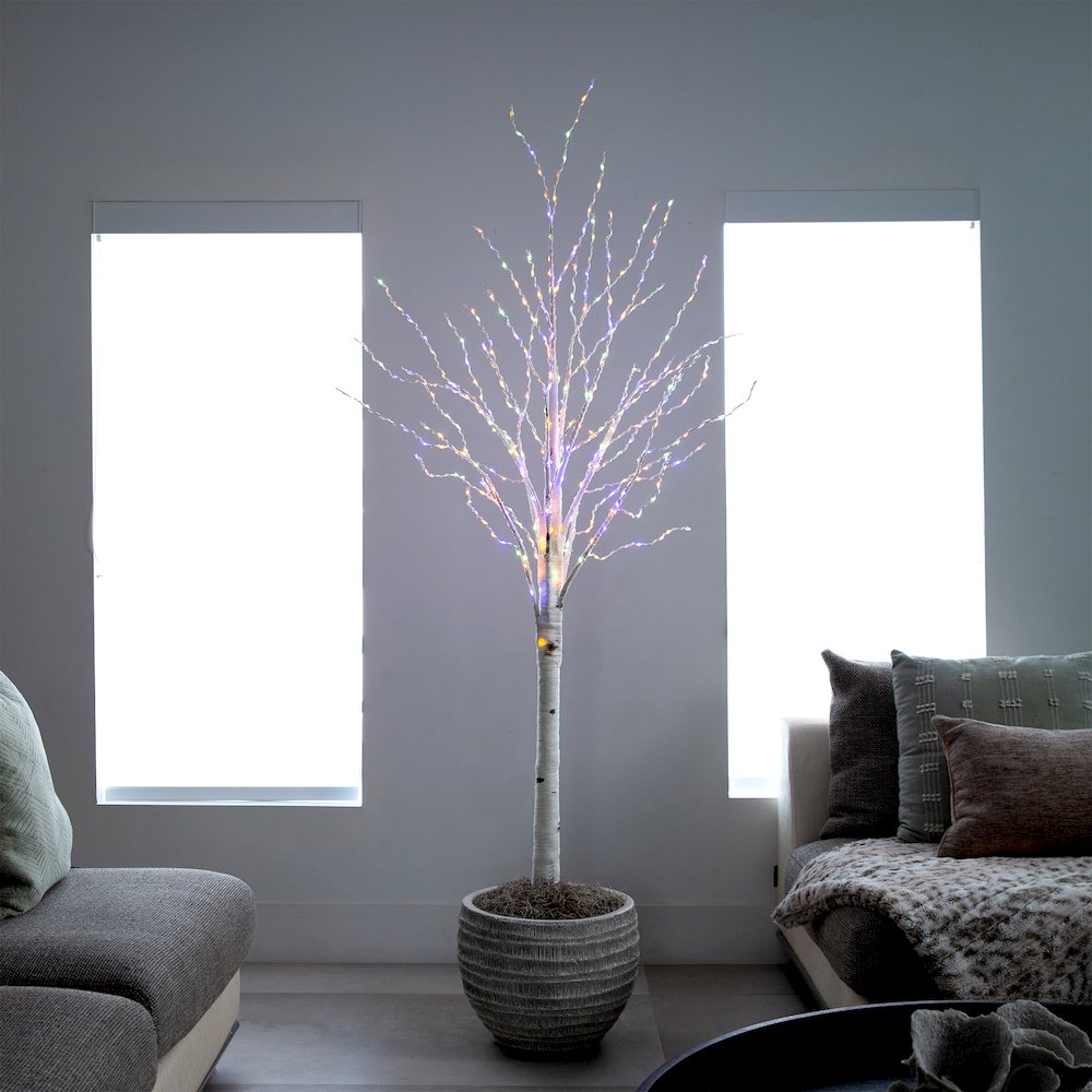 6ft. Pre-Lit Artificial White Birch Tree with 400 Color Changing LED Lights. Picture 12