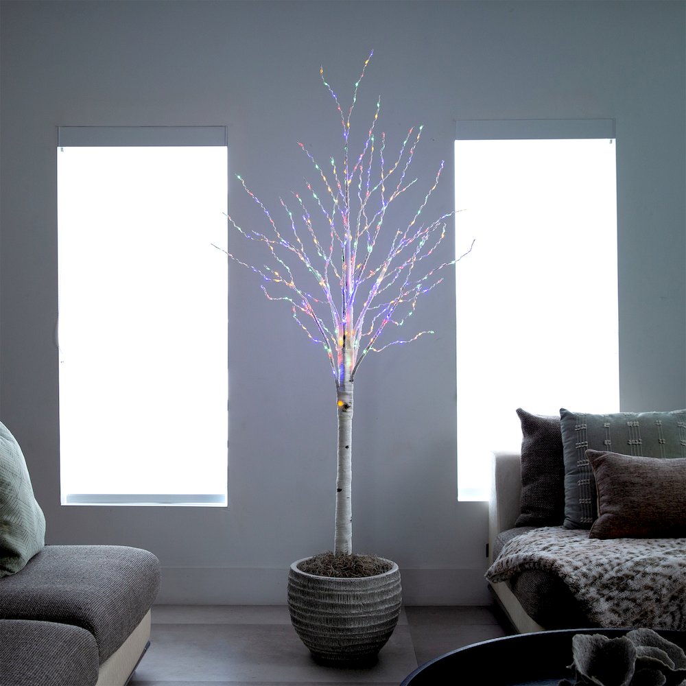 6ft. Pre-Lit Artificial White Birch Tree with 400 Color Changing LED Lights. Picture 13