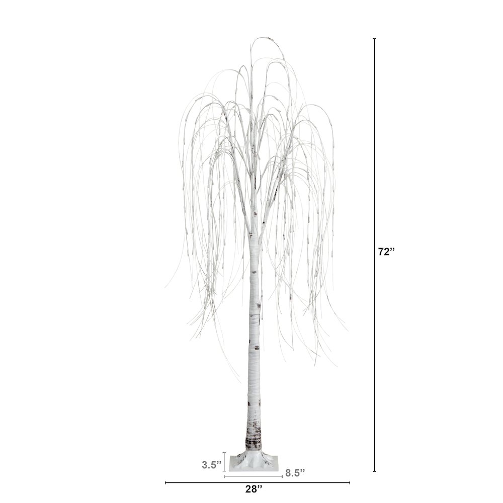 6ft. Pre-Lit Artificial White Weeping Willow Tree with 160 Warm White LED Lights. Picture 9