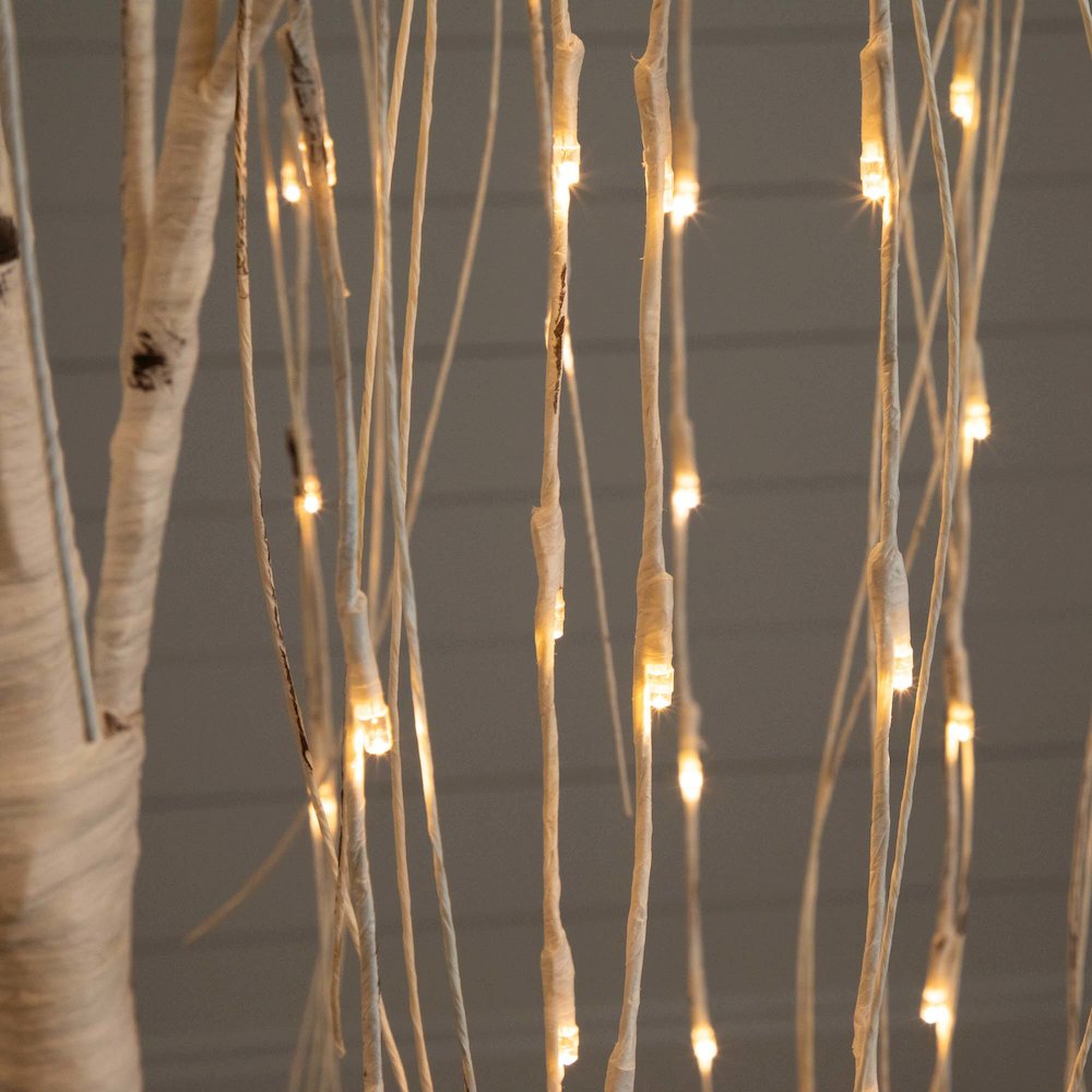 6ft. Pre-Lit Artificial White Weeping Willow Tree with 160 Warm White LED Lights. Picture 11