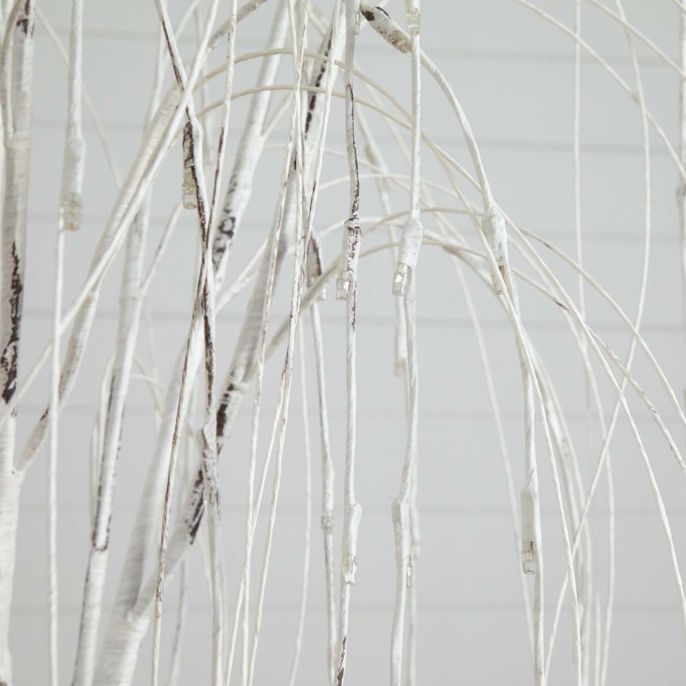 6ft. Pre-Lit Artificial White Weeping Willow Tree with 160 Warm White LED Lights. Picture 4