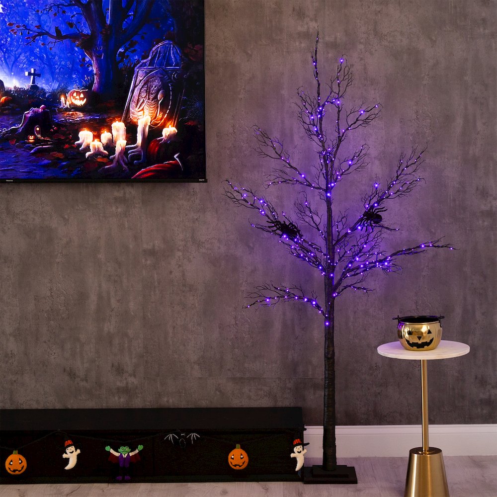 6ft. Pre-Lit Halloween Minimalist Twig Artificial Fall Tree. Picture 5
