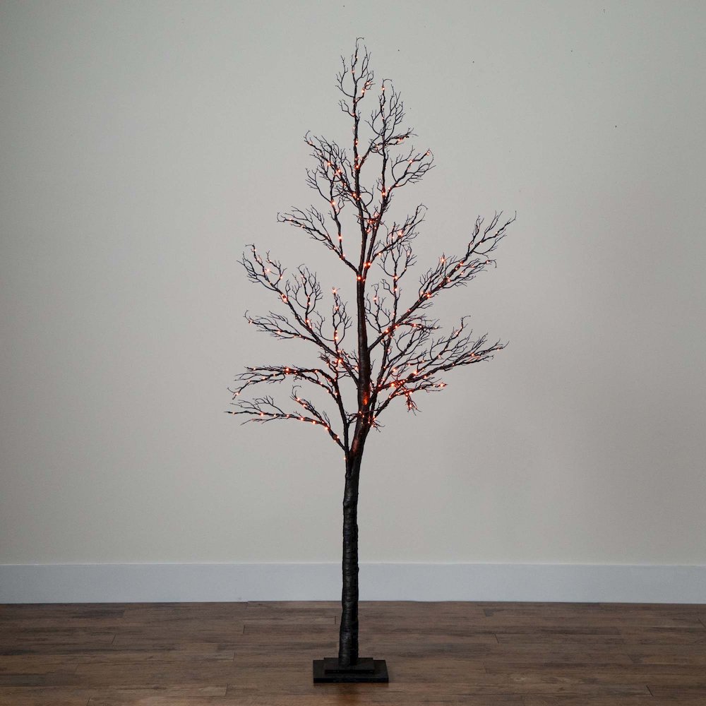 6ft. Pre-Lit Halloween Minimalist Twig Artificial Fall Tree. Picture 11