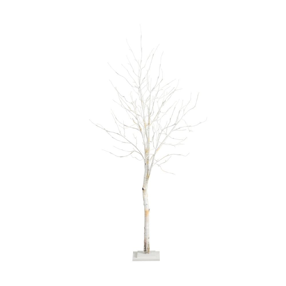 6ft. Pre-Lit Artificial White Birch Tree with 90 White LED Lights. Picture 7