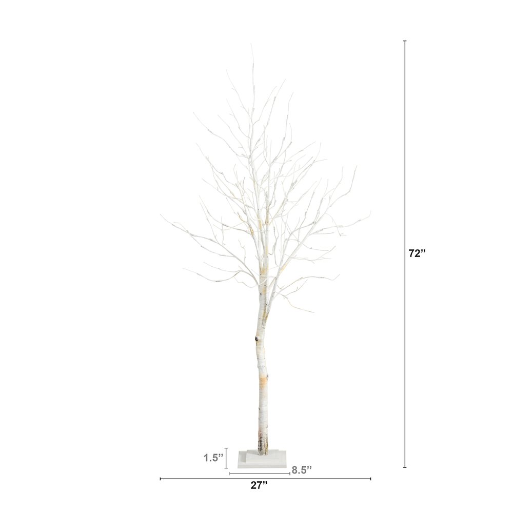 6ft. Pre-Lit Artificial White Birch Tree with 90 White LED Lights. Picture 1
