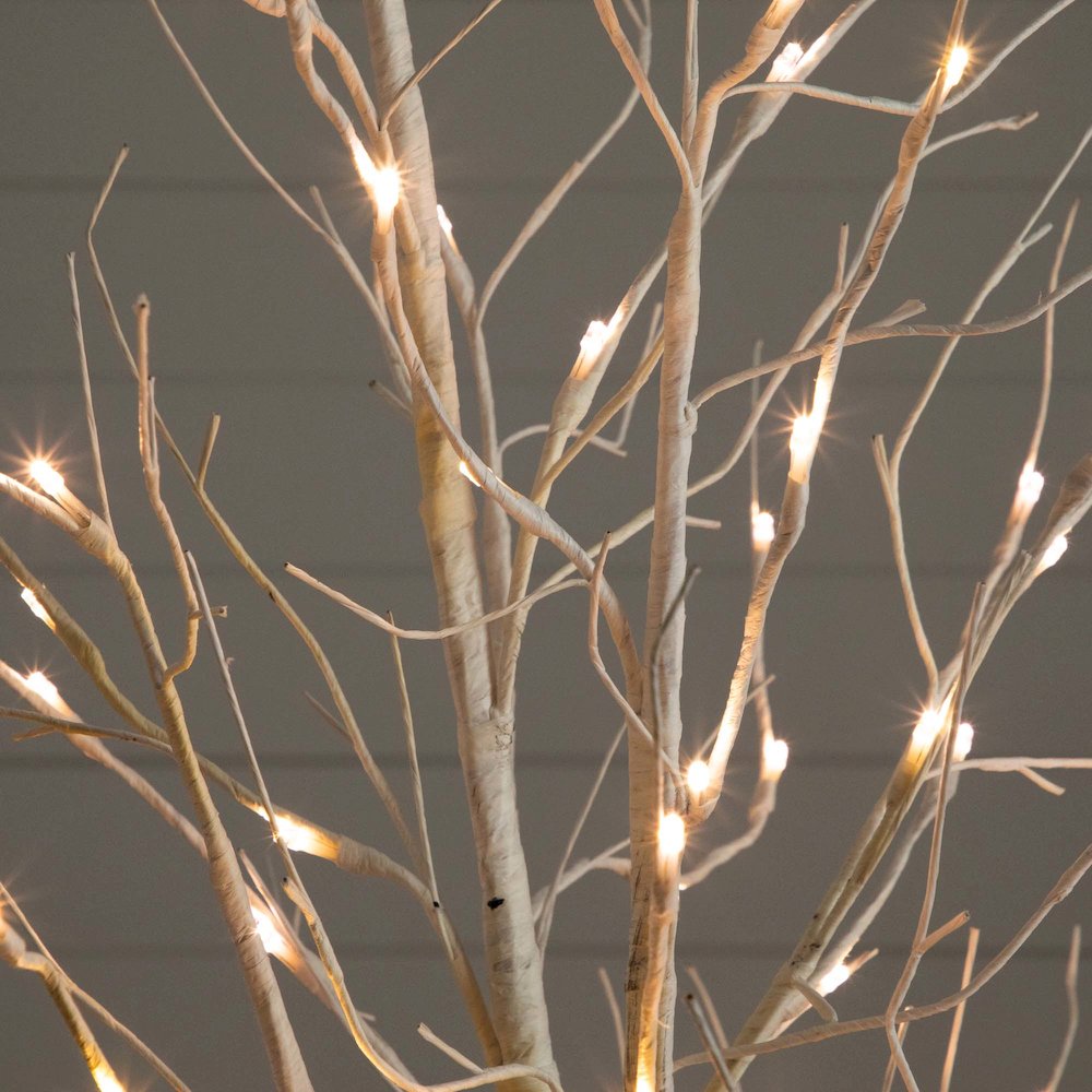 6ft. Pre-Lit Artificial White Birch Tree with 90 White LED Lights. Picture 3