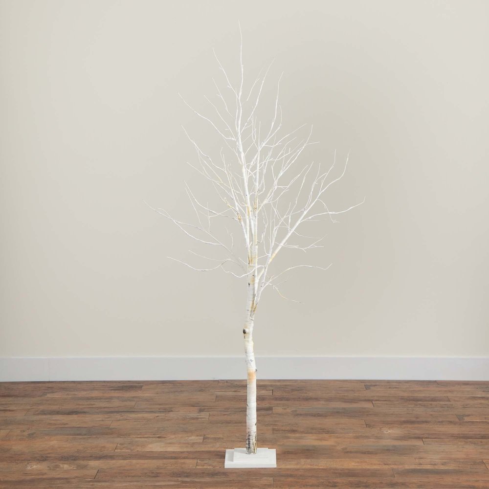 6ft. Pre-Lit Artificial White Birch Tree with 90 White LED Lights. Picture 4