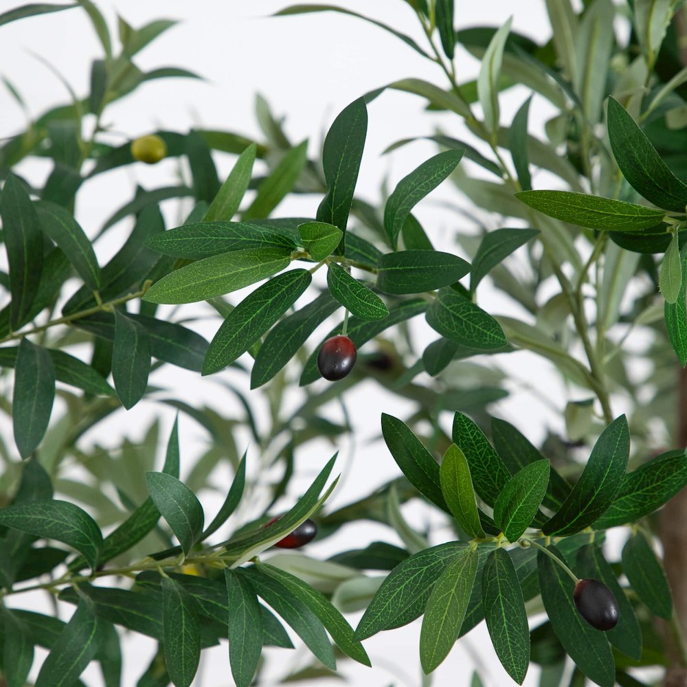 8ft. Artificial Grand Olive Tree in White Decorative Planter. Picture 2