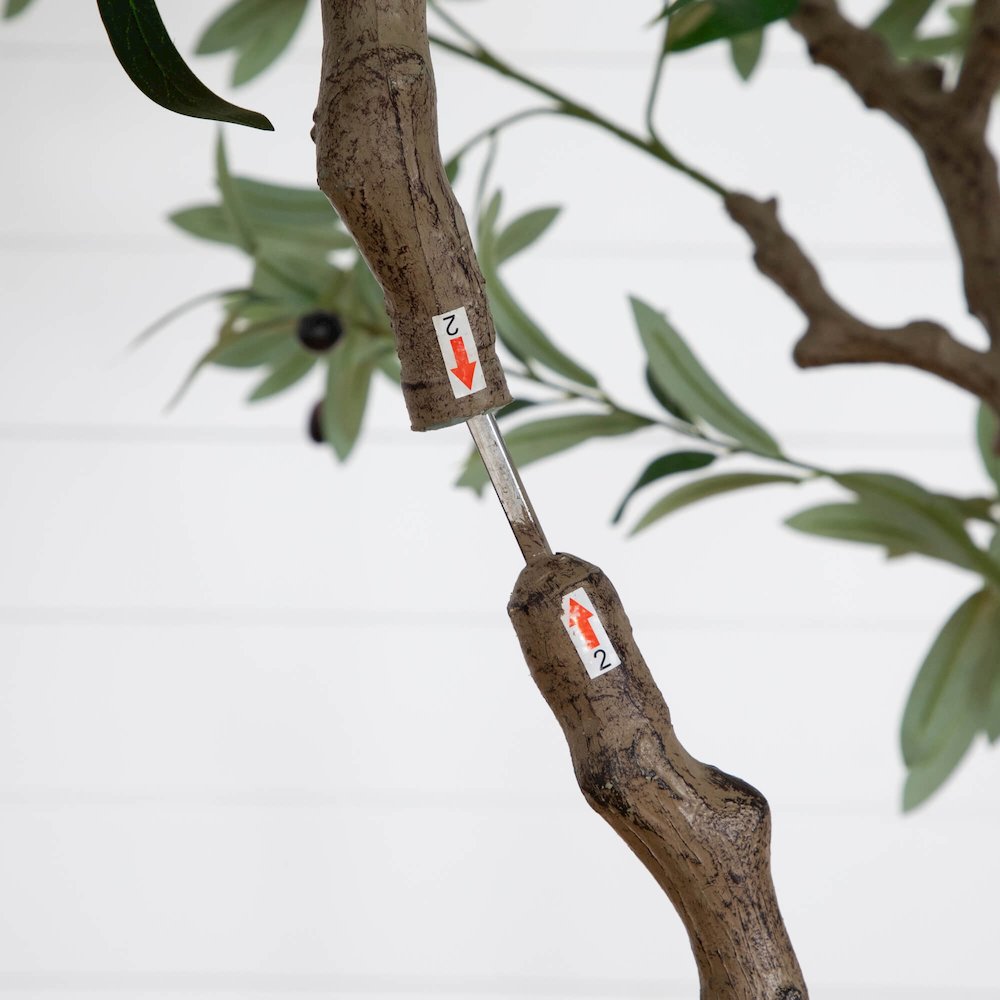 8ft. Artificial Grand Olive Tree in White Decorative Planter. Picture 4