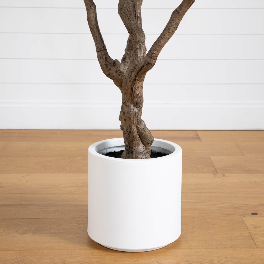 8ft. Artificial Grand Olive Tree in White Decorative Planter. Picture 6
