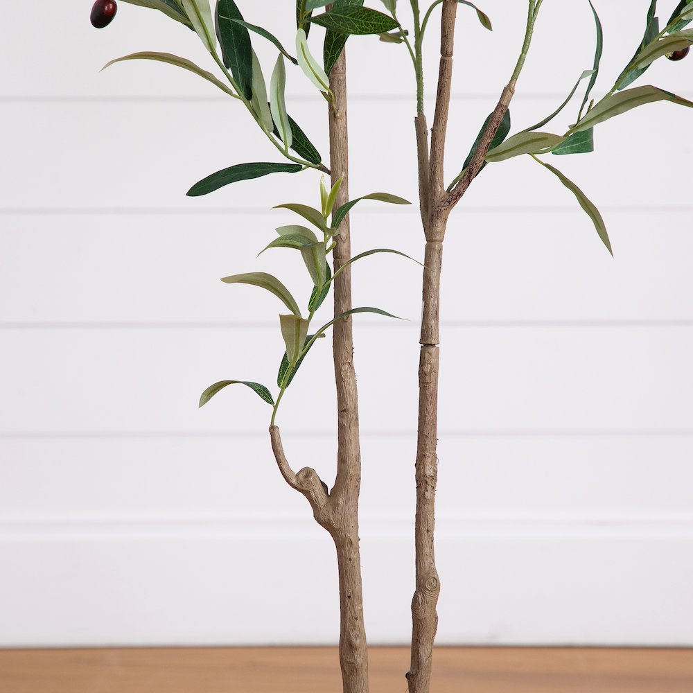 5ft. Artificial Minimalist Olive Tree in White Decorative Planter. Picture 5