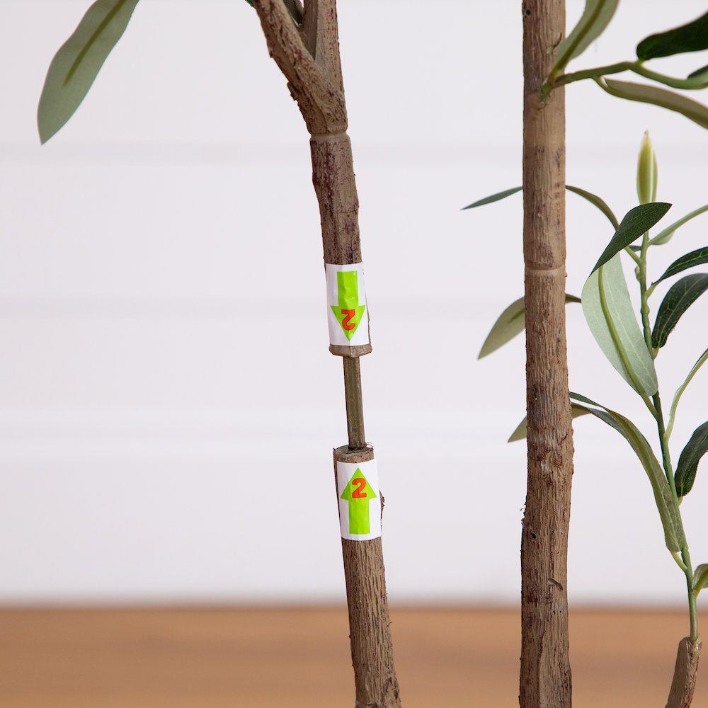 5ft. Artificial Minimalist Olive Tree in White Decorative Planter. Picture 6