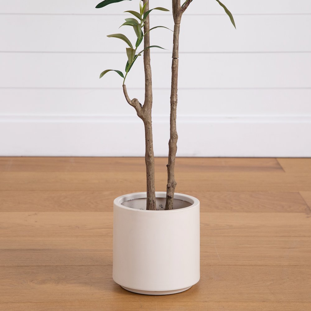5ft. Artificial Minimalist Olive Tree in White Decorative Planter. Picture 7