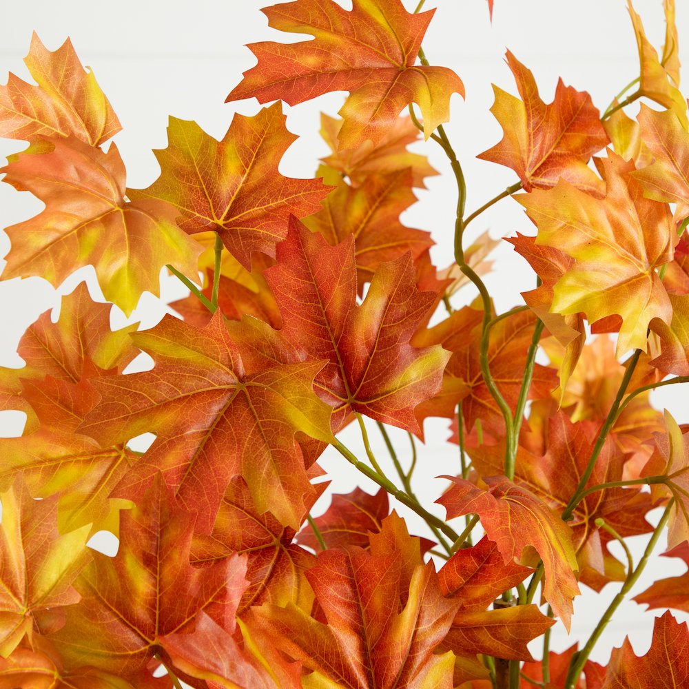 5ft. Artificial Fall Double Trunk Maple Autumn Tree in Decorative White Planter. Picture 3