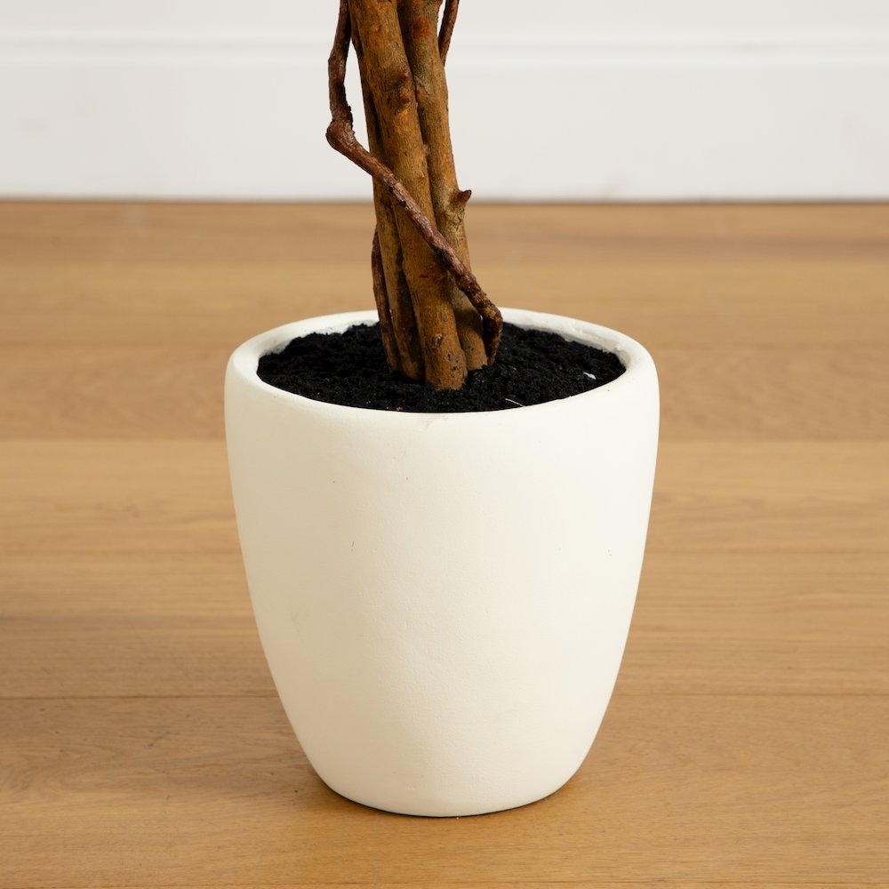 5ft. Artificial Fall Double Trunk Maple Autumn Tree in Decorative White Planter. Picture 4