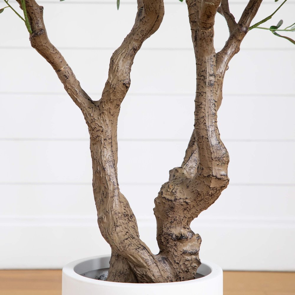 6ft. Artificial Grand Olive Tree in White Decorative Planter. Picture 5