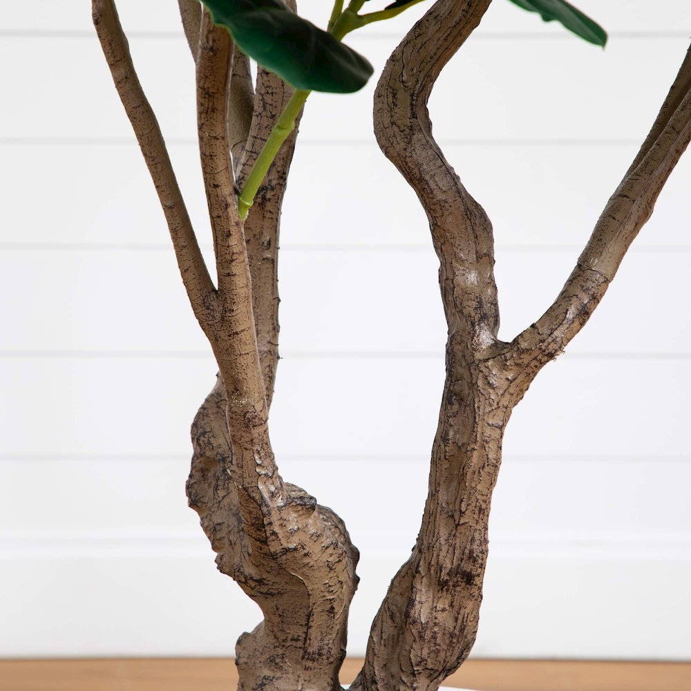 6ft. Artificial Grand Fiddle Leaf Tree in White Decorative Planter. Picture 5