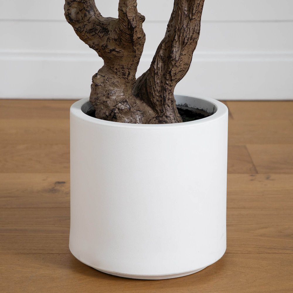 6ft. Artificial Audrey Ficus Leaf Tree in White Decorative Planter. Picture 4