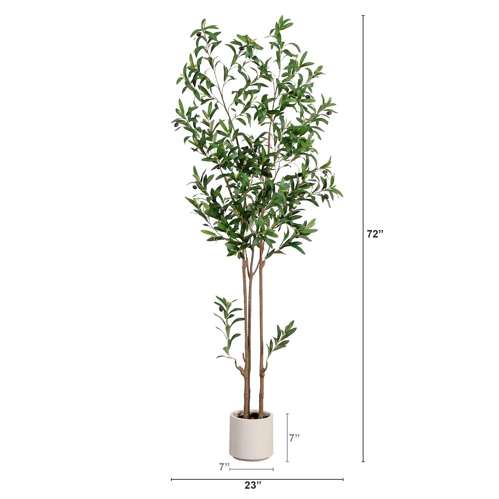 6ft. Artificial Minimalist Olive Tree in White Decorative Planter. Picture 2