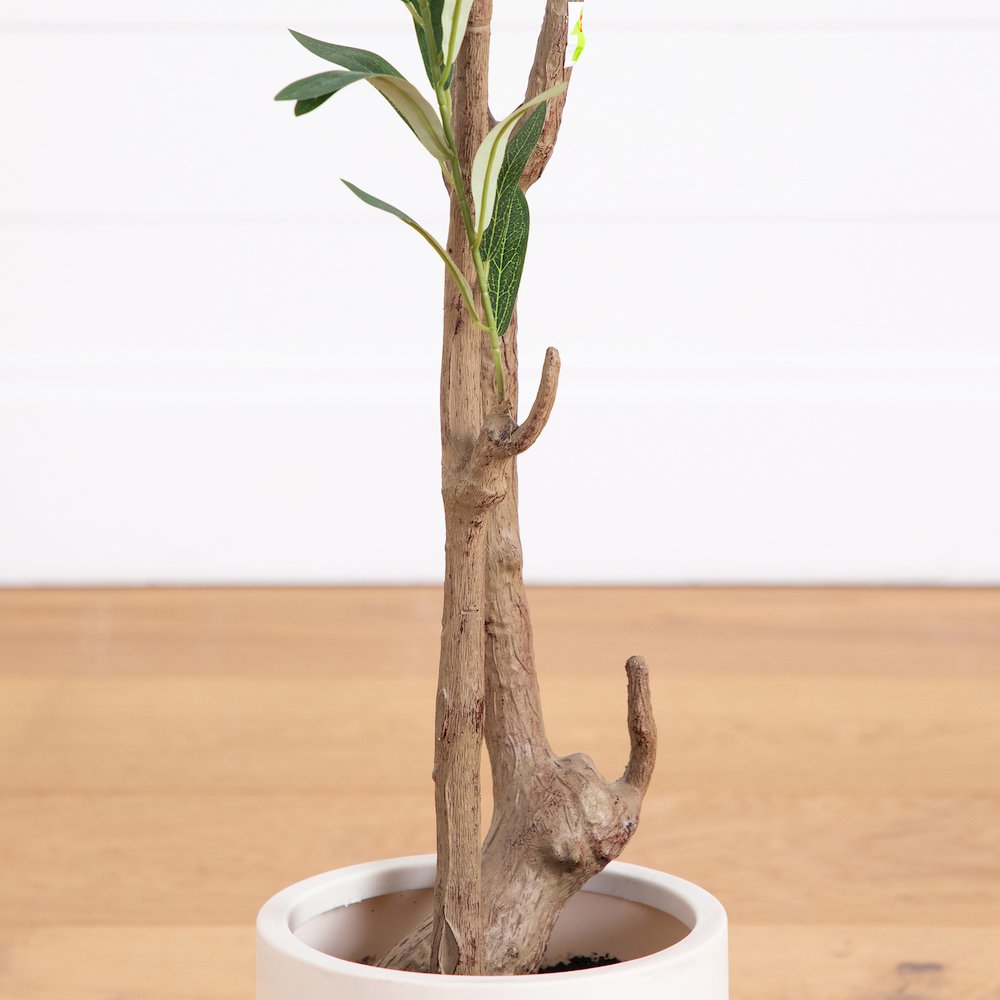 7ft. Artificial Minimalist Olive Tree in White Decorative Planter. Picture 8