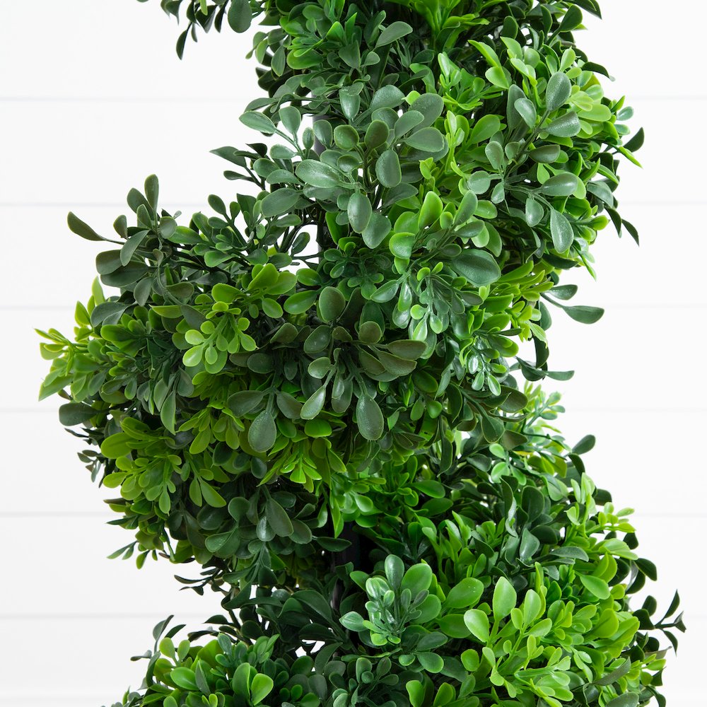 3ft. UV Resistant Boxwood Spiral Topiary Artificial Tree in Decorative Planter. Picture 3