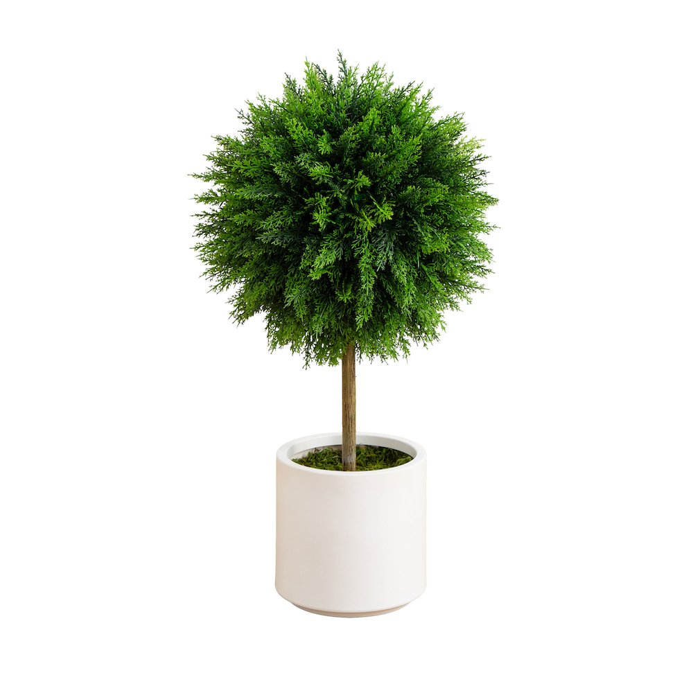 2.5ft. UV Resistant Artificial Cedar Ball Topiary Tree. Picture 1