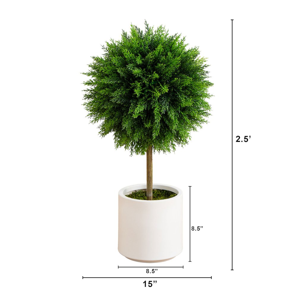 2.5ft. UV Resistant Artificial Cedar Ball Topiary Tree. Picture 2