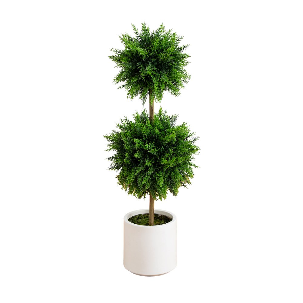 3.5ft. UV Resistant Artificial Cedar Double Ball Topiary Tree. Picture 1