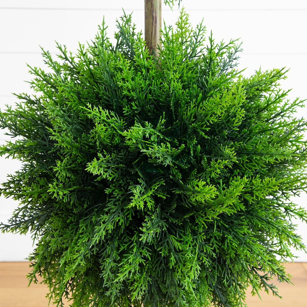 3.5ft. UV Resistant Artificial Cedar Double Ball Topiary Tree. Picture 3