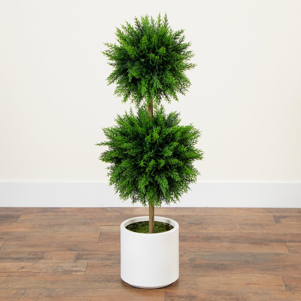 3.5ft. UV Resistant Artificial Cedar Double Ball Topiary Tree. Picture 7