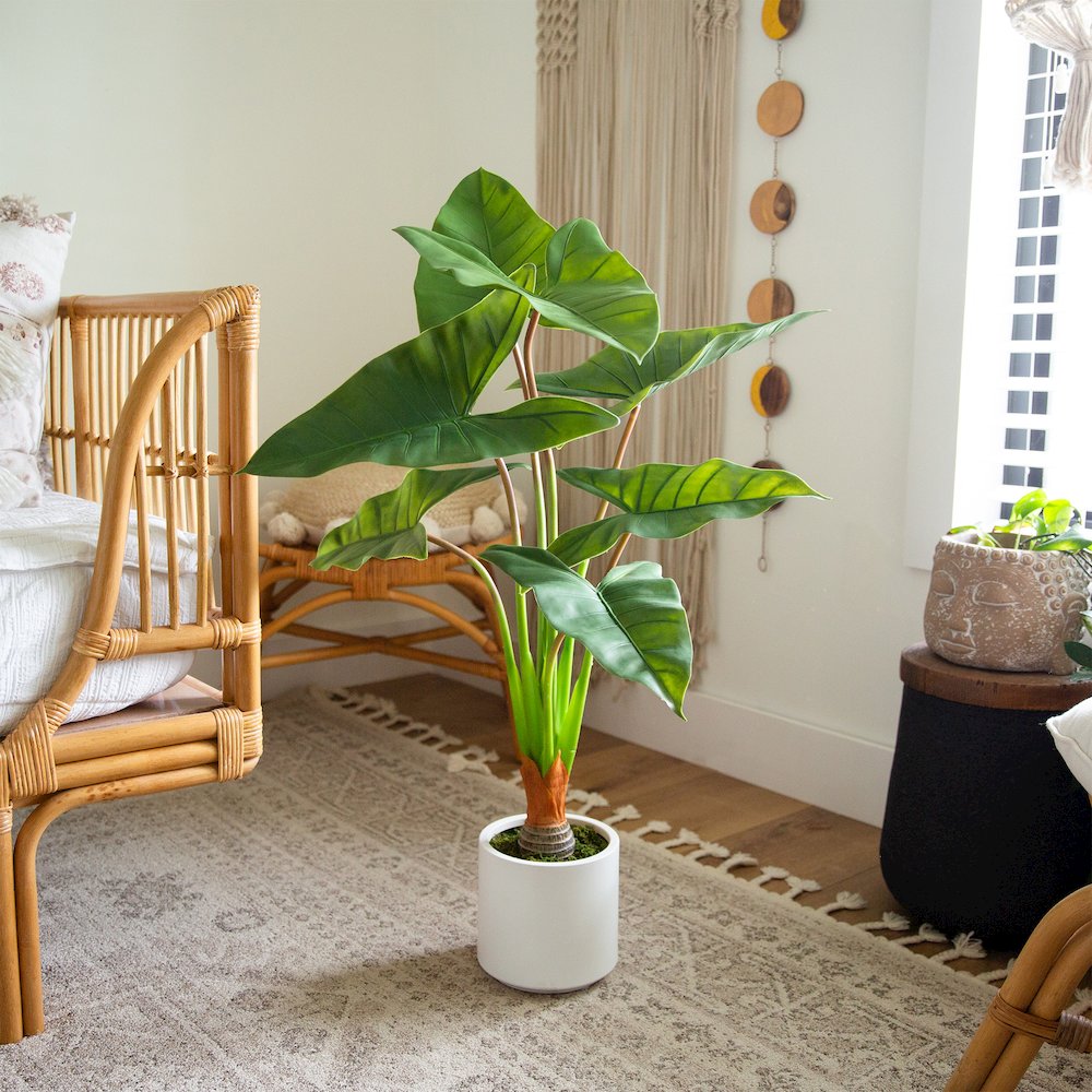 3.5ft. Artificial Arrowhead Philodendron in White Decorative Planter. Picture 6