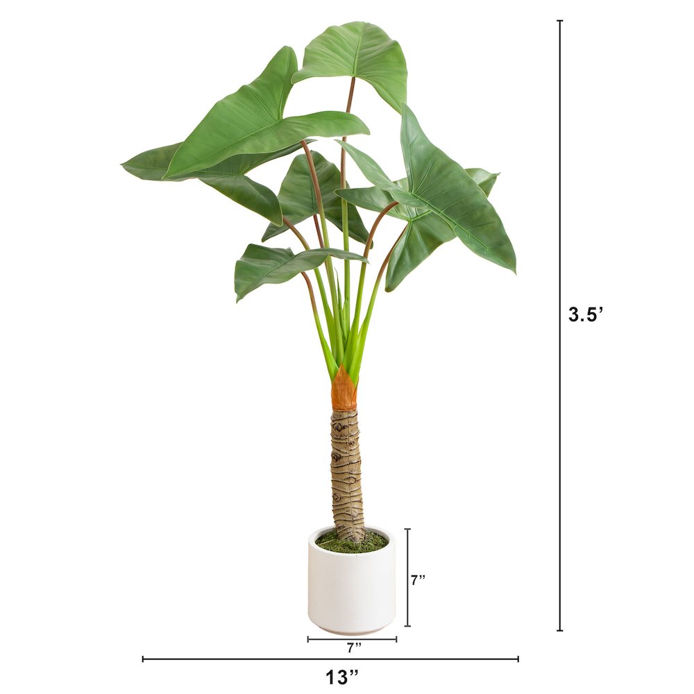 4.5ft. Artificial Arrowhead Philodendron in White Decorative Planter. Picture 2