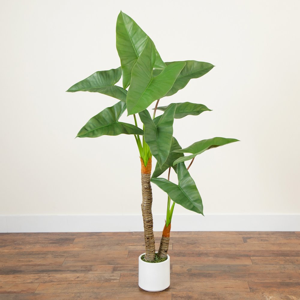 5.5ft. Artificial Arrowhead Philodendron in White Decorative Planter. Picture 7