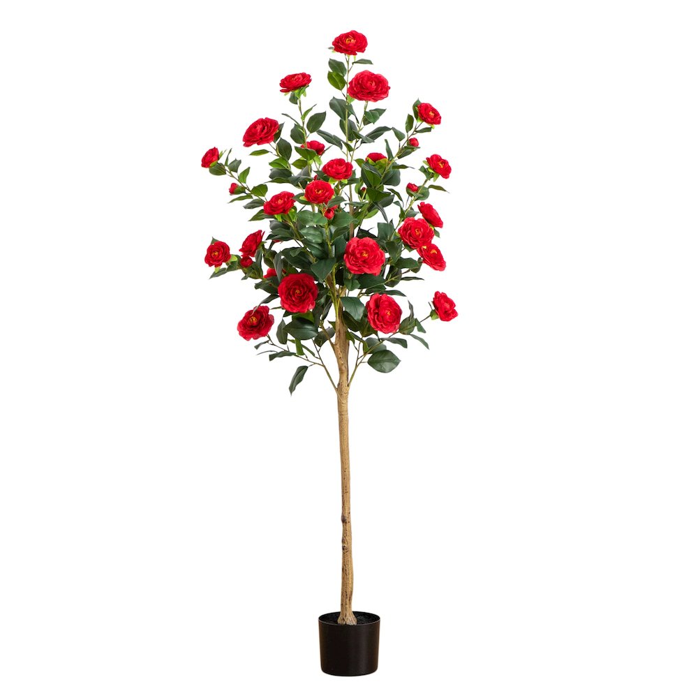 5ft. Artificial Red Camellia Rose Tree. Picture 6