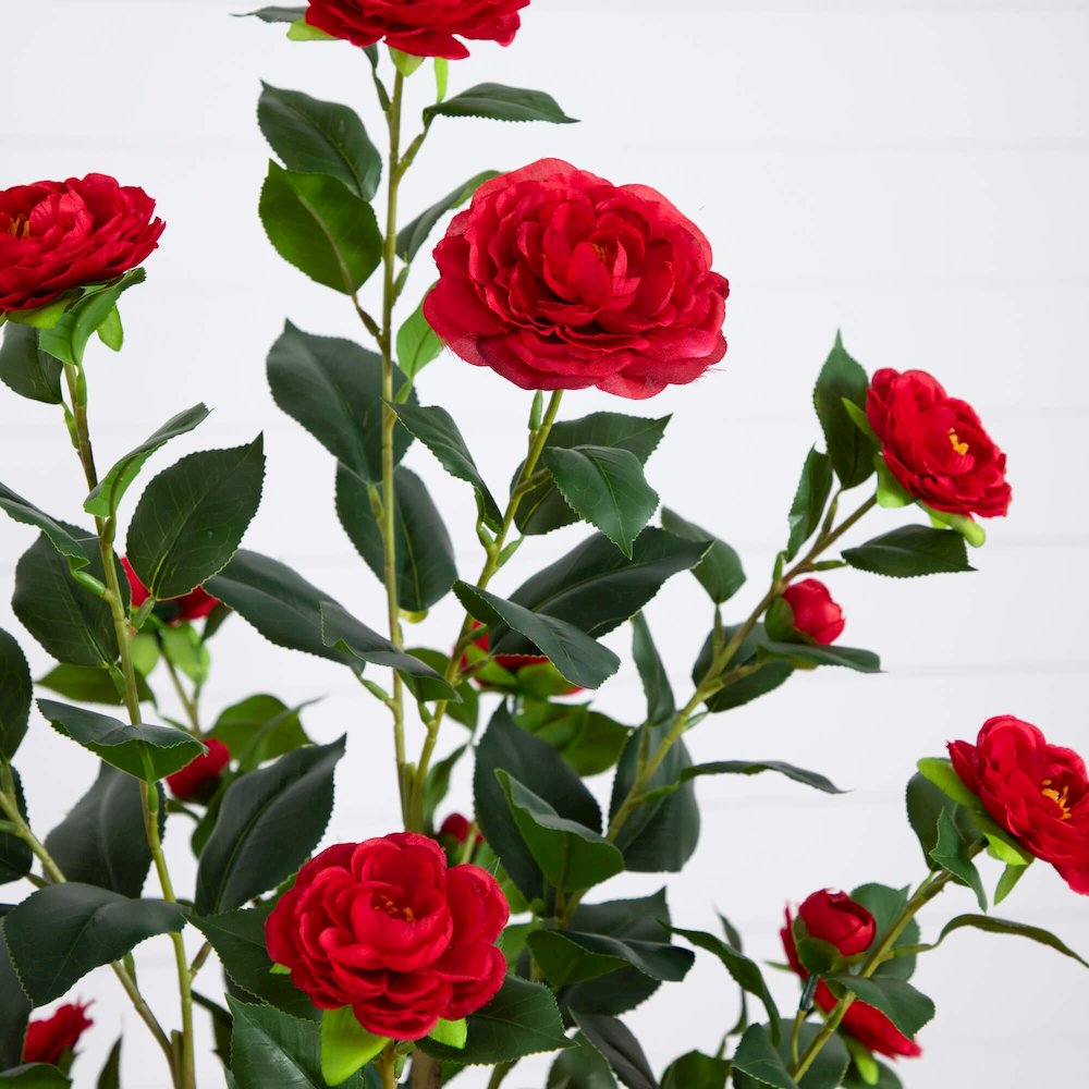 5ft. Artificial Red Camellia Rose Tree. Picture 2