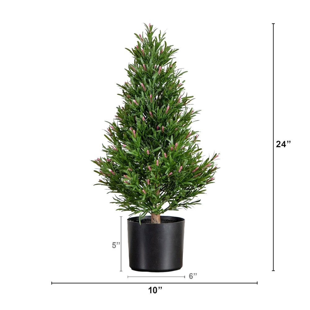 2ft. UV Resistant Artificial Rosemary Cone Topiary Tree (Indoor/Outdoor). Picture 1