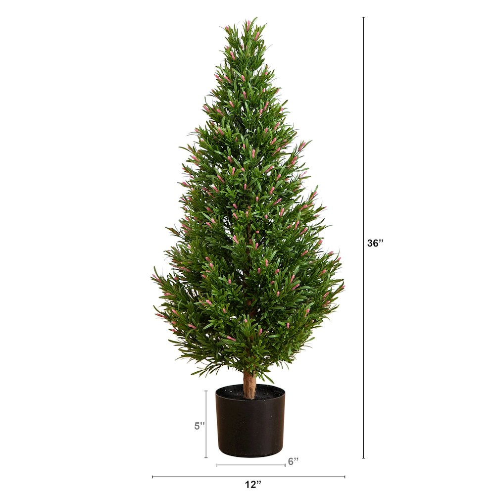 3ft. UV Resistant Artificial Rosemary Cone Topiary Tree (Indoor/Outdoor). Picture 1