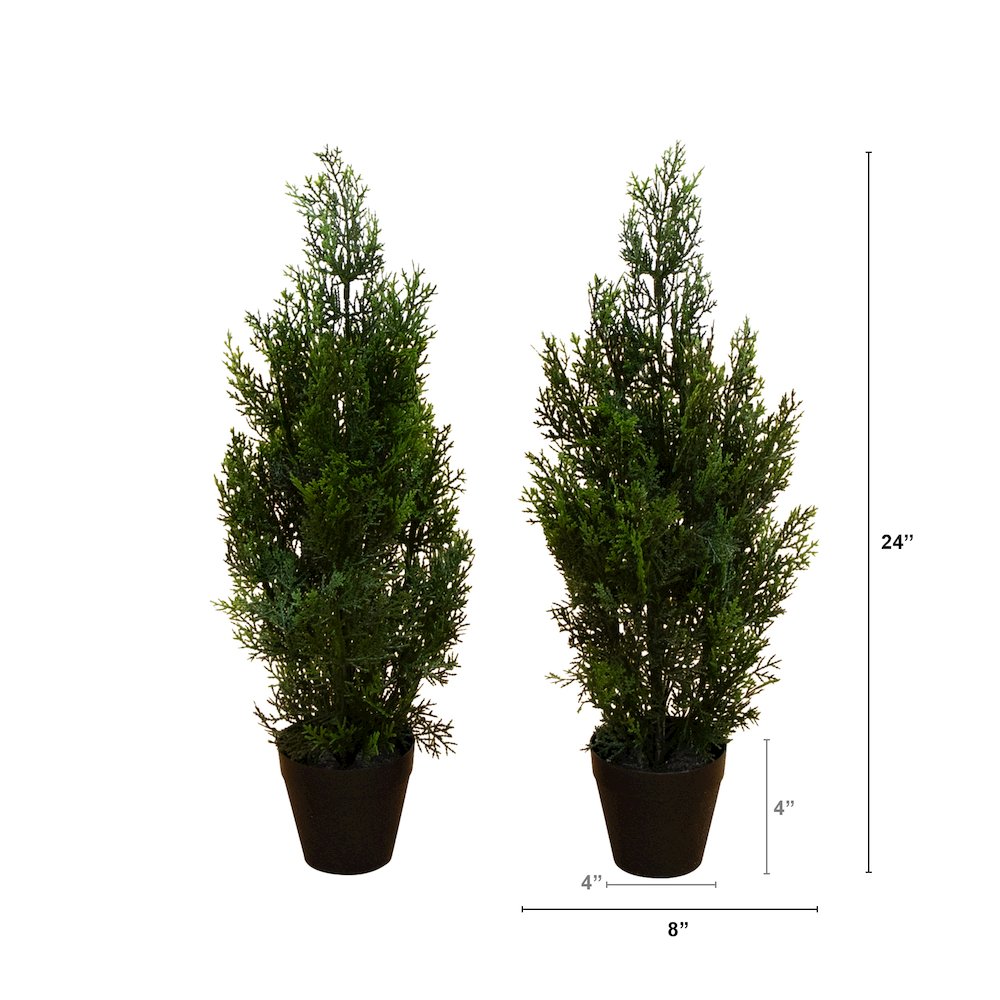 2ft. Artificial Cedar Pine Tree UV Resistant (Indoor/Outdoor) - Set of 2. Picture 2