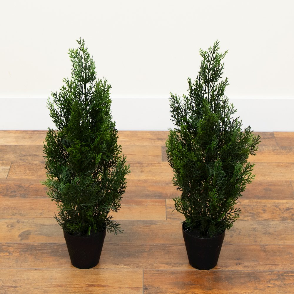 2ft. Artificial Cedar Pine Tree UV Resistant (Indoor/Outdoor) - Set of 2. Picture 5