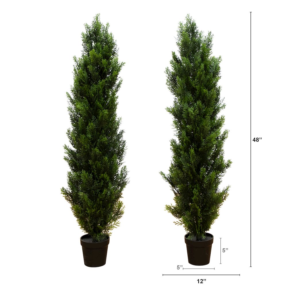 4ft. Artificial Topiary Cedar Tree UV Resistant (Indoor/Outdoor) - Set of 2. Picture 2