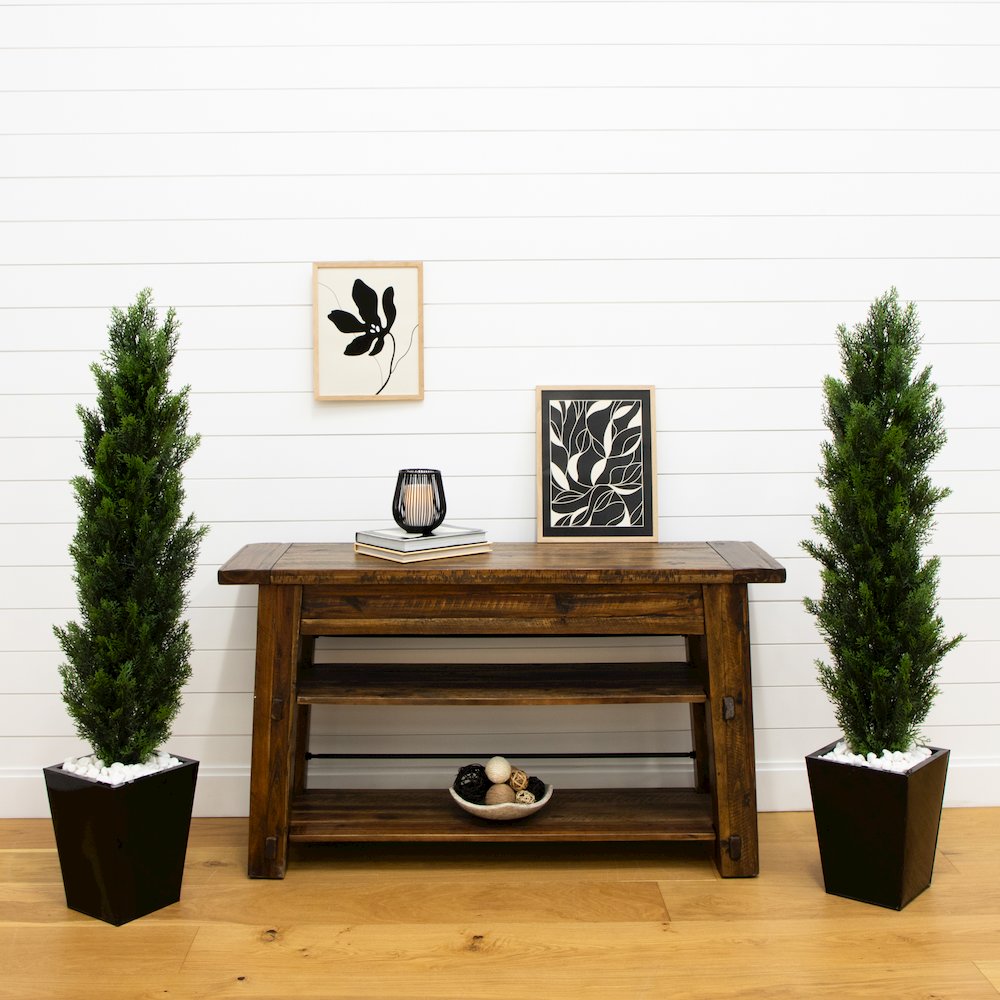 4ft. Artificial Topiary Cedar Tree UV Resistant (Indoor/Outdoor) - Set of 2. Picture 3