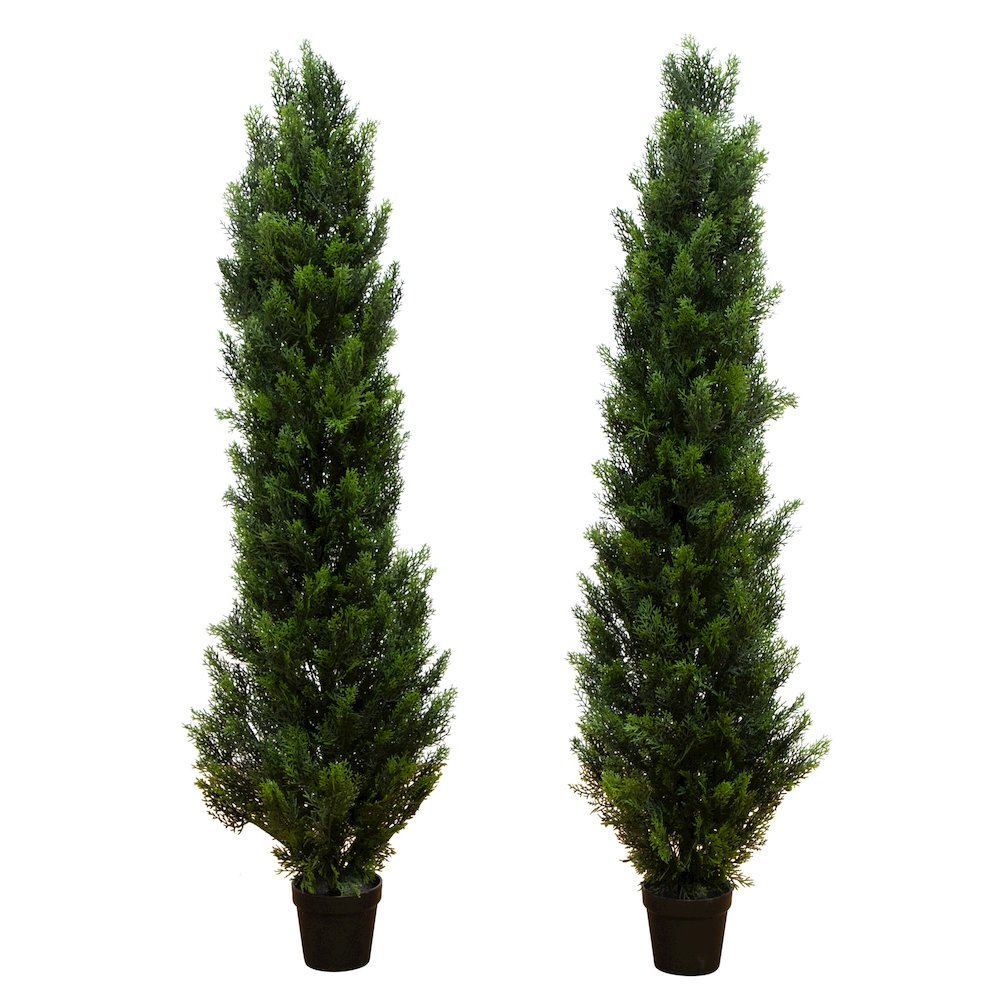 5ft. Artificial Topiary Cedar Tree UV Resistant (Indoor/Outdoor) - Set of 2. Picture 1