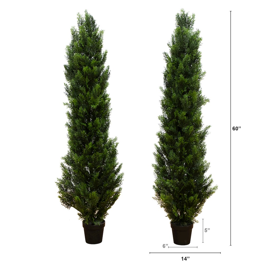 5ft. Artificial Topiary Cedar Tree UV Resistant (Indoor/Outdoor) - Set of 2. Picture 2