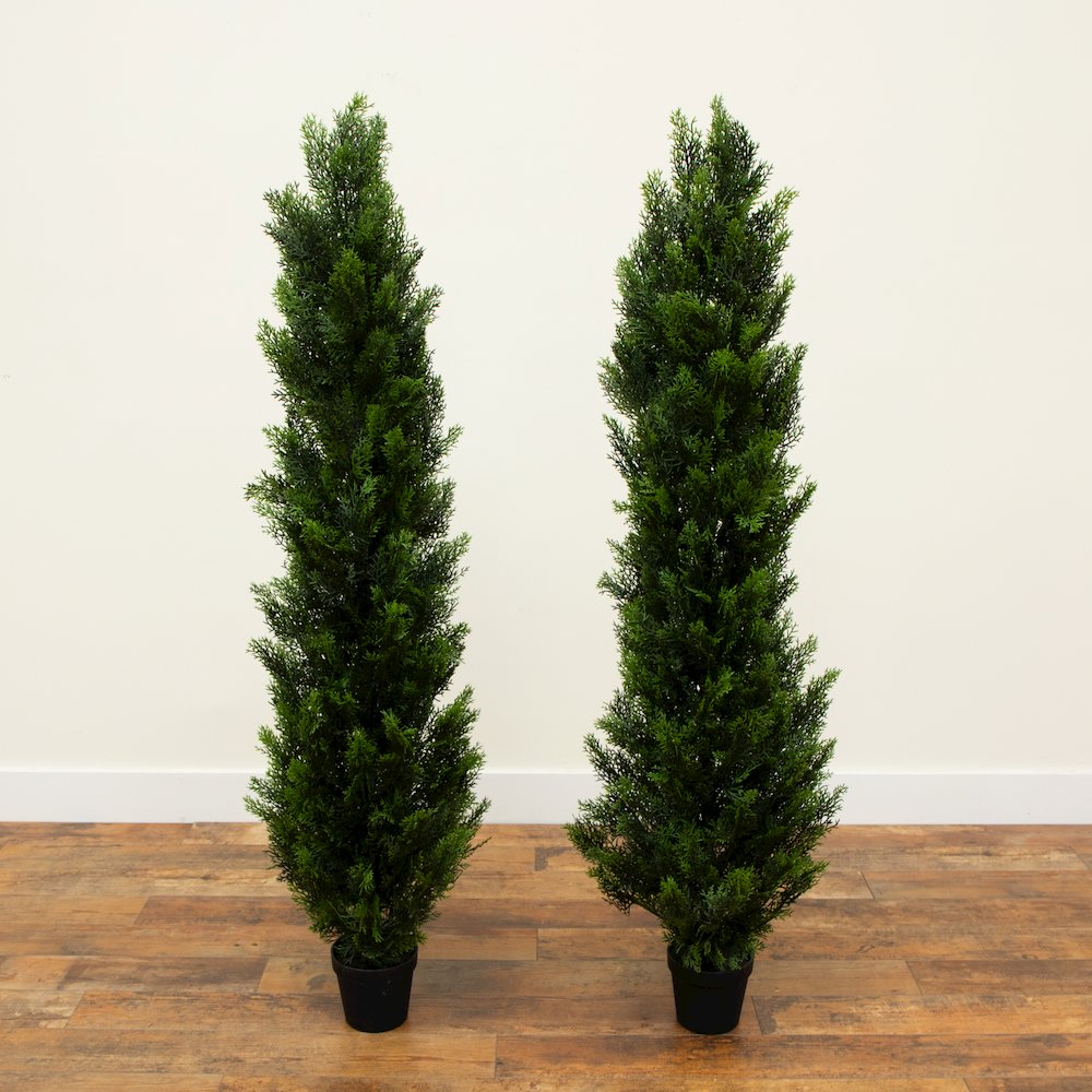 5ft. Artificial Topiary Cedar Tree UV Resistant (Indoor/Outdoor) - Set of 2. Picture 5