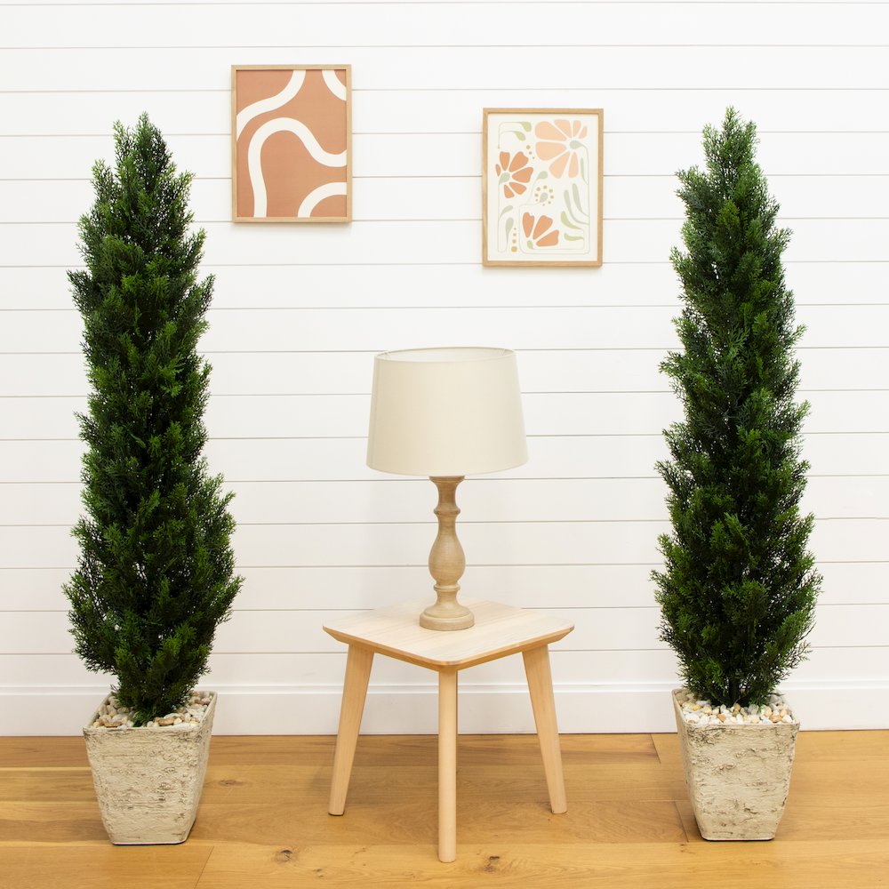 5ft. Artificial Topiary Cedar Tree UV Resistant (Indoor/Outdoor) - Set of 2. Picture 3