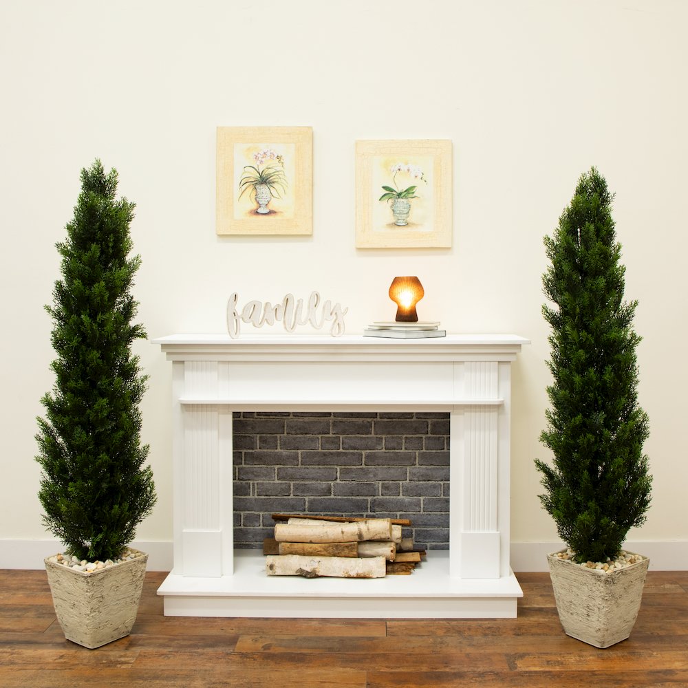 5ft. Artificial Topiary Cedar Tree UV Resistant (Indoor/Outdoor) - Set of 2. Picture 4
