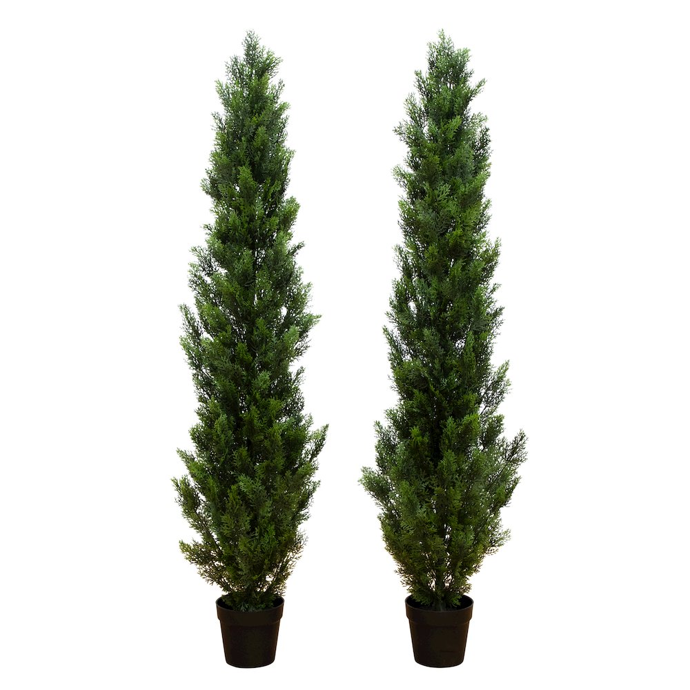 6ft. Artificial Topiary Cedar Tree UV Resistant (Indoor/Outdoor) - Set of 2. Picture 1