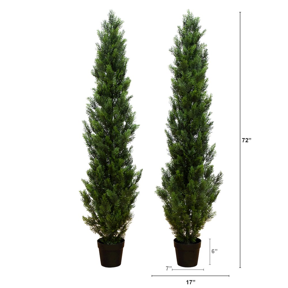 6ft. Artificial Topiary Cedar Tree UV Resistant (Indoor/Outdoor) - Set of 2. Picture 2