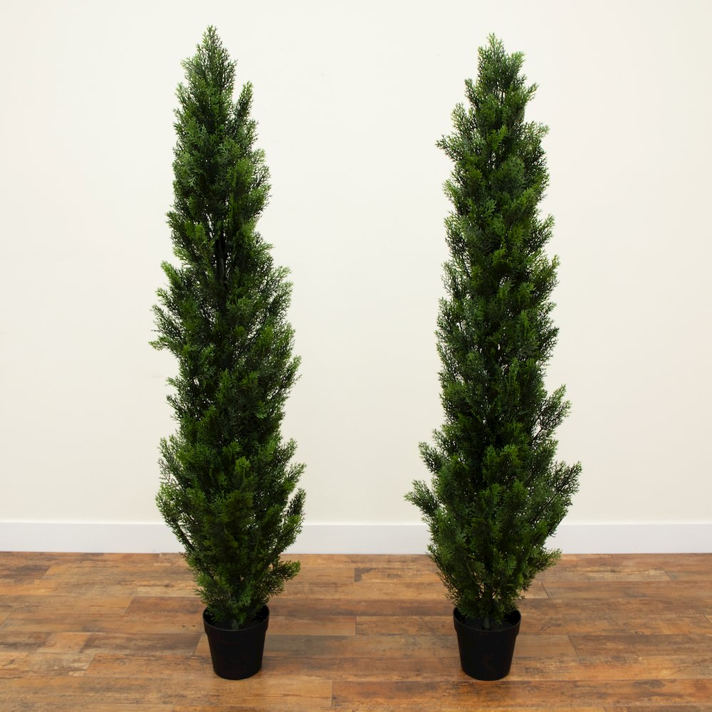 6ft. Artificial Topiary Cedar Tree UV Resistant (Indoor/Outdoor) - Set of 2. Picture 5
