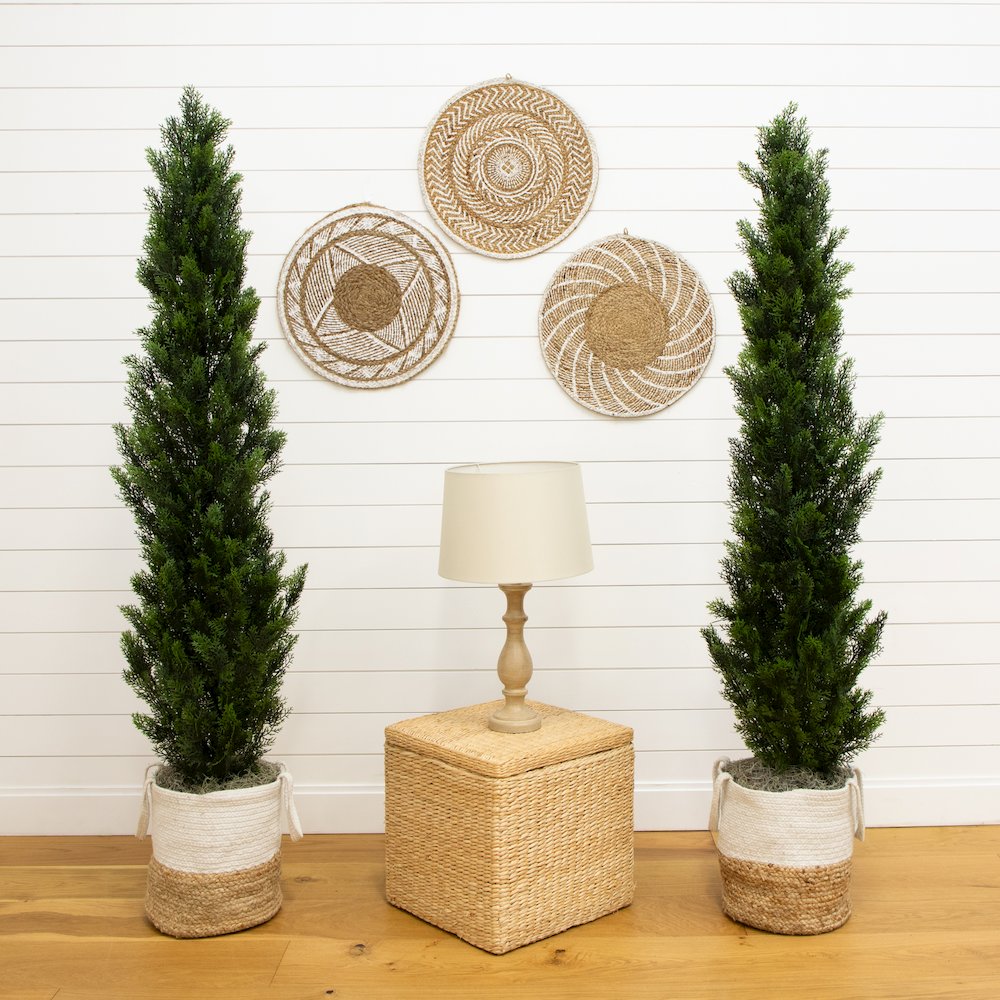 6ft. Artificial Topiary Cedar Tree UV Resistant (Indoor/Outdoor) - Set of 2. Picture 3